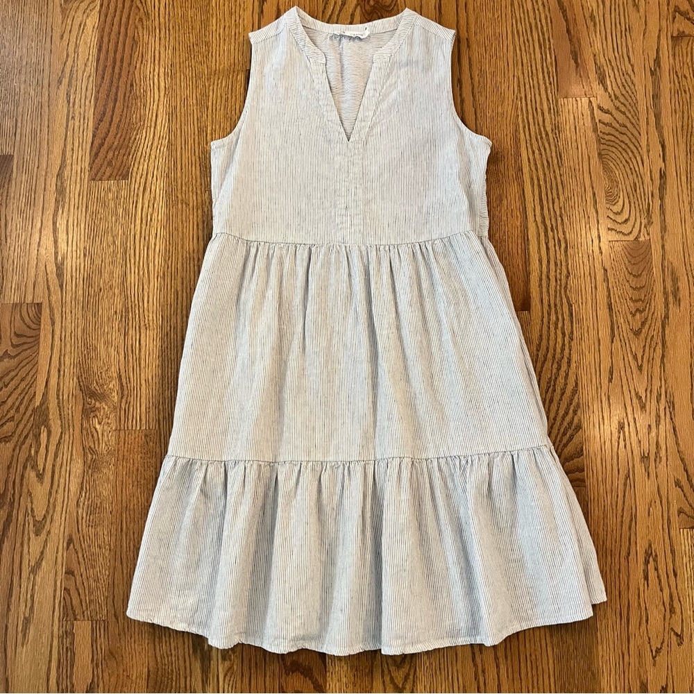 Carve Designs Nellie Linen Dress Size XXS Cloud Stripe (White)